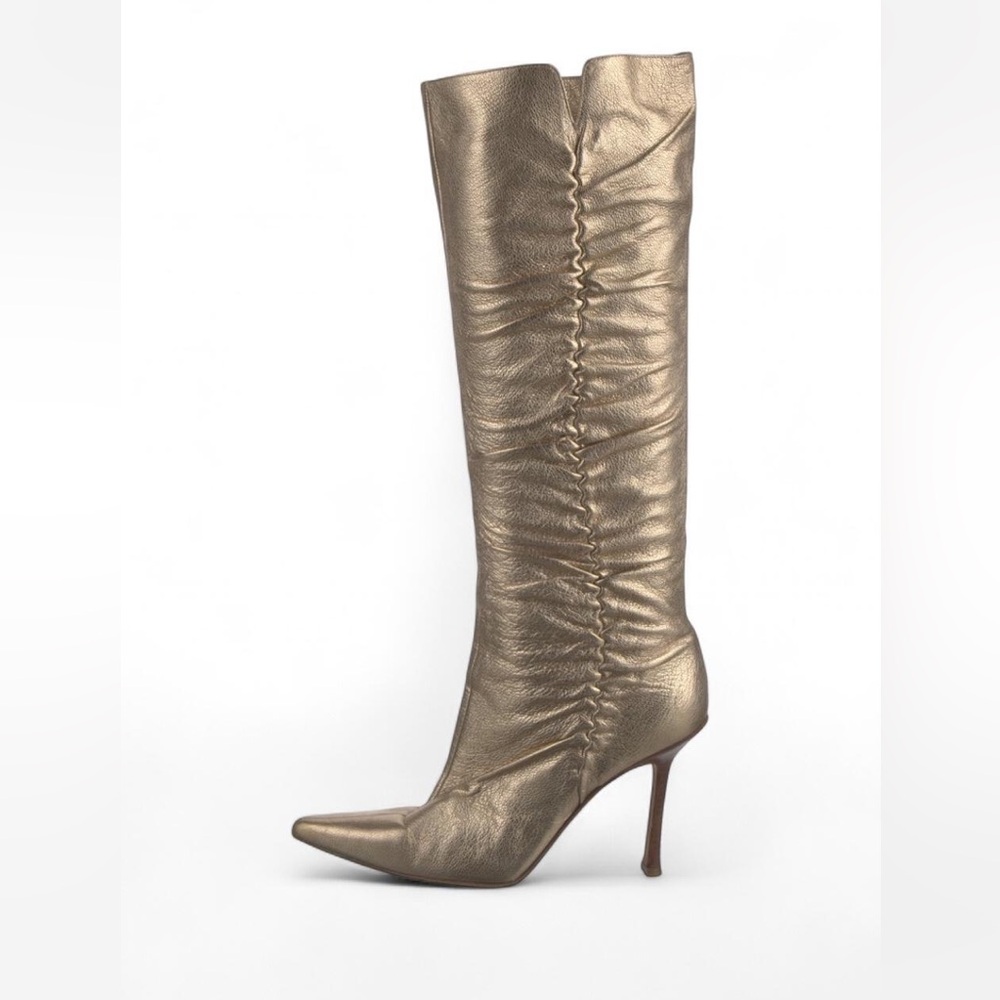 SOLD!!  Jimmy Choo Champagne Gold Knee-High Heeled Boots